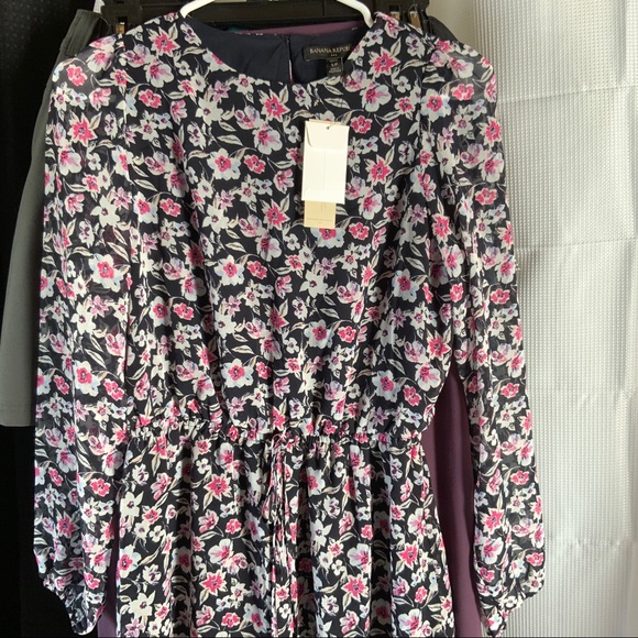 🔆NWT BANANA REPUBLIC LS FLOUNCE FNF WARM CONBO DRESS SZ S - Picture 7 of 16